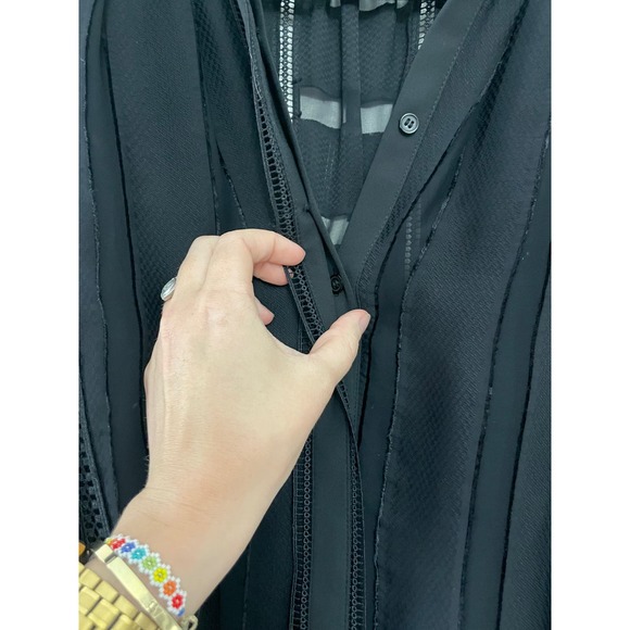 Reiss Black Sheer Long Sleeve Dress - Picture 6 of 10